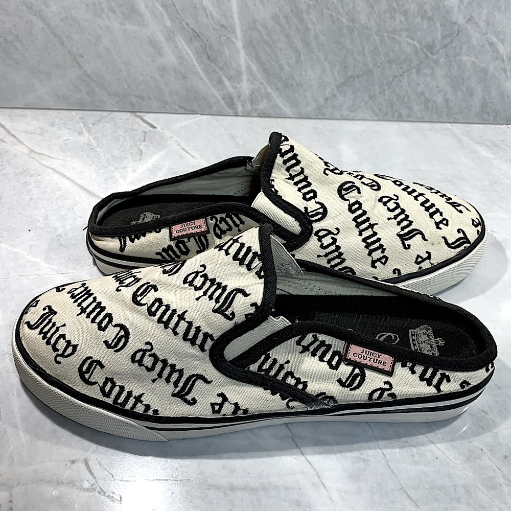 Juicy Couture Black and White Logo Slip-On Sneakers